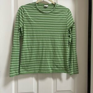 Kule Modern Tee Tshirt Striped Green White Long Sleeve